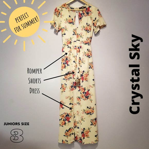 Crystal Sky Floral Shorts Romper - Picture 2 of 8